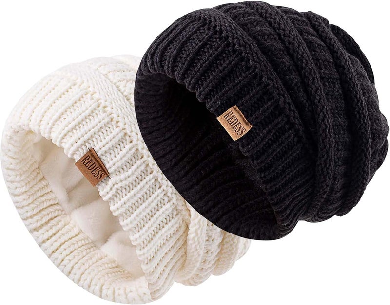 REDESS Slouchy Beanie Hat for Men and Women Winter Warm Chunky Soft Oversized Cable Knit Cap - Image 2