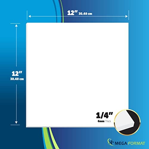 Mega Format Expanded PVC Plastic Sheets - 12" X 12" Rigid White Sheet for Crafts, Signage, & Displays - Sintra, Celtec PVC Board - Waterproof for Outdoors Use - 1/4" 6mm Thick - 1-Pk-White - Image 2