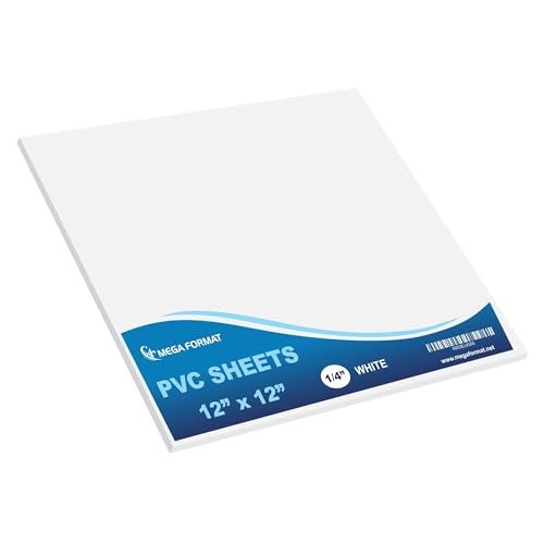 Mega Format Expanded PVC Plastic Sheets - 12" X 12" Rigid White Sheet for Crafts, Signage, & Displays - Sintra, Celtec PVC Board - Waterproof for Outdoors Use - 1/4" 6mm Thick - 1-Pk-White - Image 1