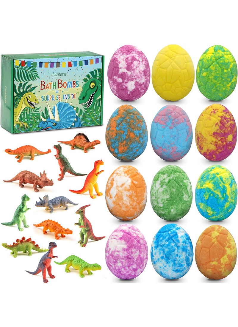 Lisotera - Easter Bath Bombs for Kids with Surprise Toys Inside  Perfect Basket Stuffers 12Pcs Dino Egg Kids Bath Bombs Gift Set Gentle and Kids Safe Bubble Bath for Birthday Girls Boys - Image 1