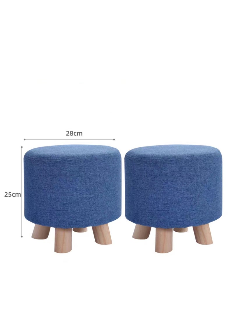 Generic FFD Ottoman Foot Rest Stool - Comfortable & Multipurpose Pouf Footstool with Wooden Legs - Small Round Footrest Chair for Changing Shoes - Stylish and Supportive Footrest  - Image 2