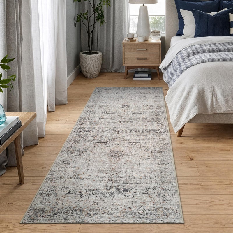 Bloom Rugs Caria Washable Non-Slip 10 ft Runner - Ivory/Gray/Caramel Traditional Runner for Entryway, Hallway, Bathroom, and Kitchen - Exact Size: 2'6" x 10' - Image 3