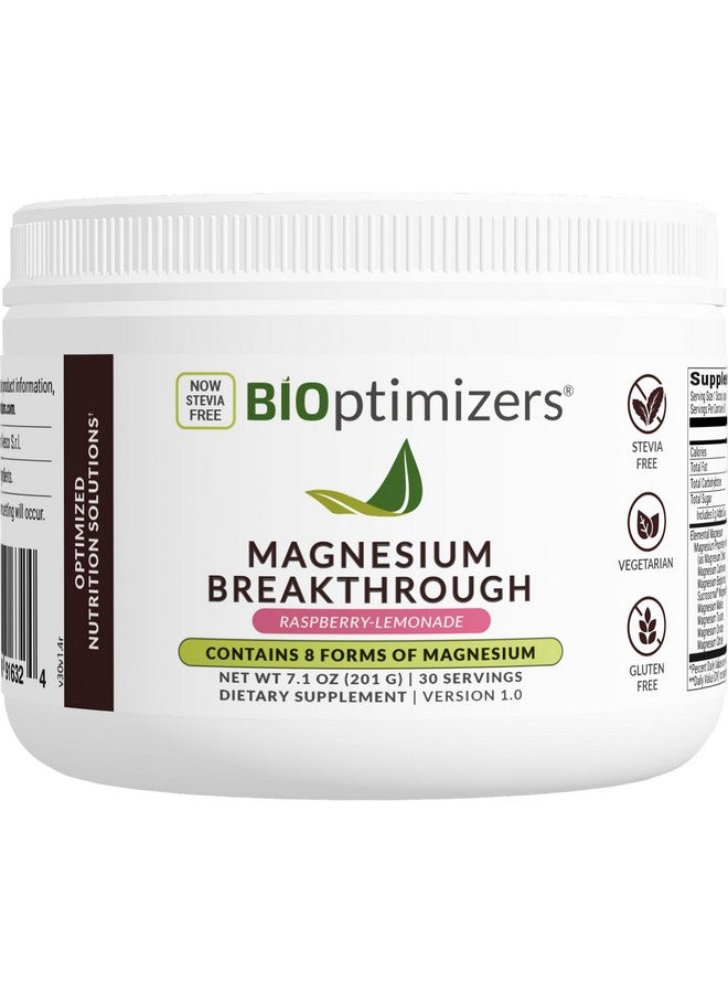 BIOptimizers Magnesium Breakthrough Drink Raspberry Lemonade - 8 Forms of Magnesium: Glycinate, Malate, Citrate, and More - Natural Sleep and Brain Supplement - 6 oz (30 Servings) - Image 1