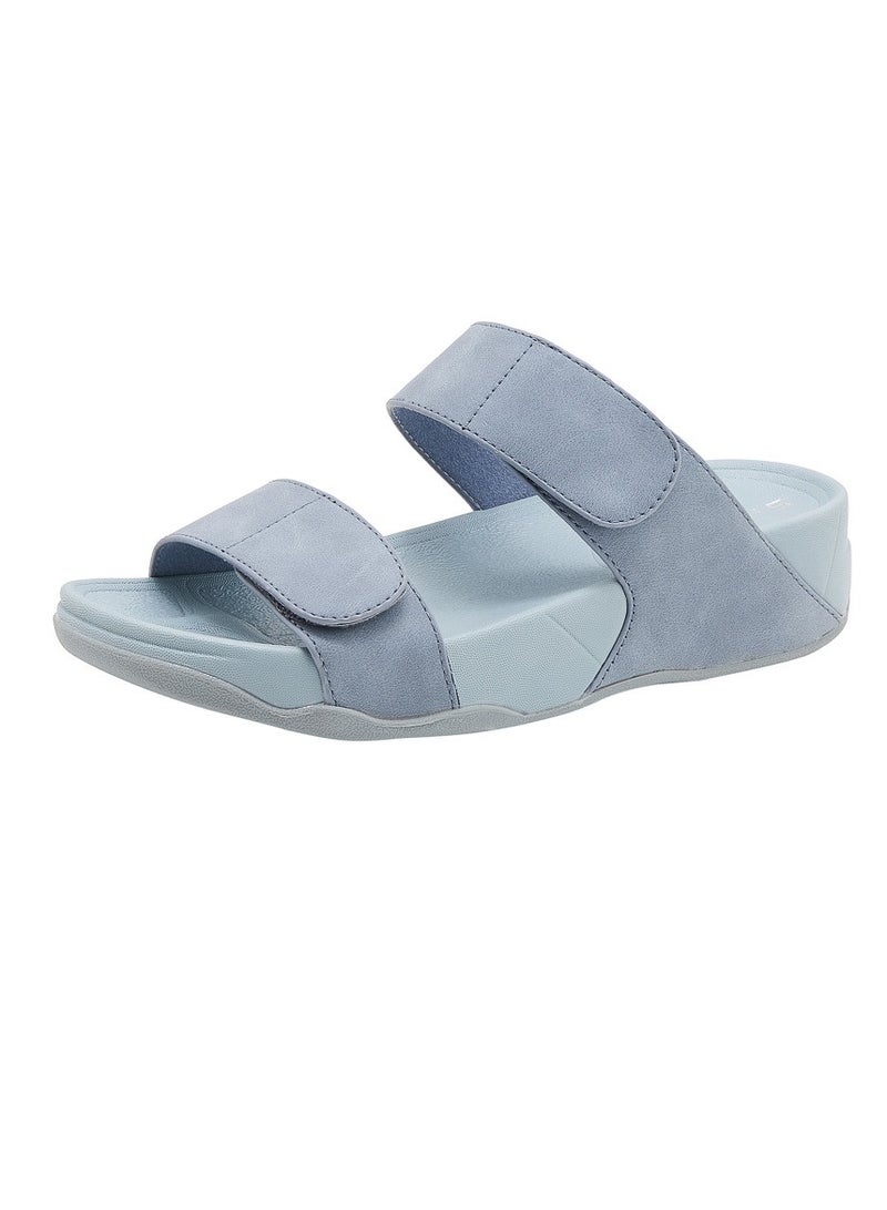 Loquat Womens Solid Color Wedge Sandals Slippers Breathable Casual Slip On Summer Shoes light blue shade  - Image 1