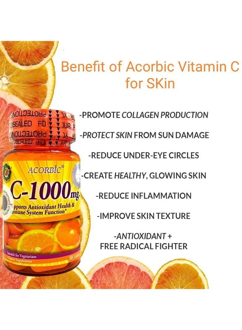 ACORBIC مكمل فيتامين سي أسكوربيك 1000 ملغ - 30 كبسولة - Image 2