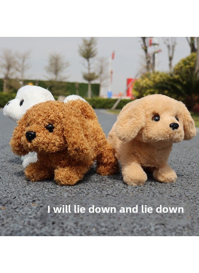 Electric Plush Puppy Walking Can Call Tail Children Simulation Toy Dog Pet Teddy Boys And Girls Gift-Color:[With Cottage] Golden Retriever (stretch Waist)  - Image 3