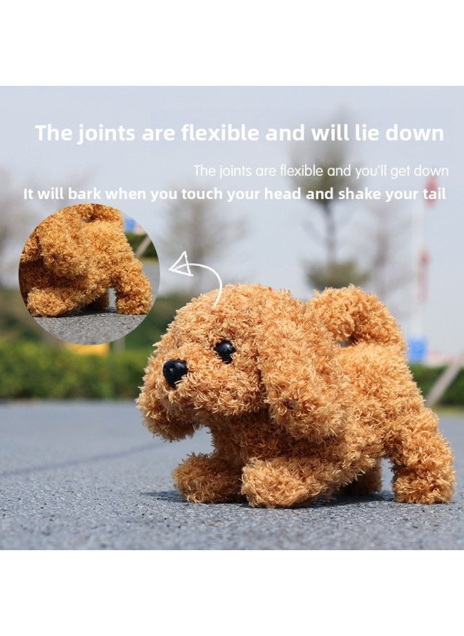 Electric Plush Puppy Walking Can Call Tail Children Simulation Toy Dog Pet Teddy Boys And Girls Gift-Color:[With Cottage] Golden Retriever (stretch Waist)  - Image 4