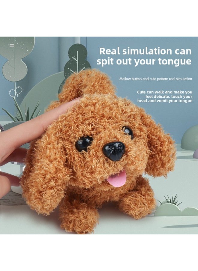 Electric Plush Puppy Walking Can Call Tail Children Simulation Toy Dog Pet Teddy Boys And Girls Gift-Color:[With Cottage] Golden Retriever (stretch Waist)  - Image 2