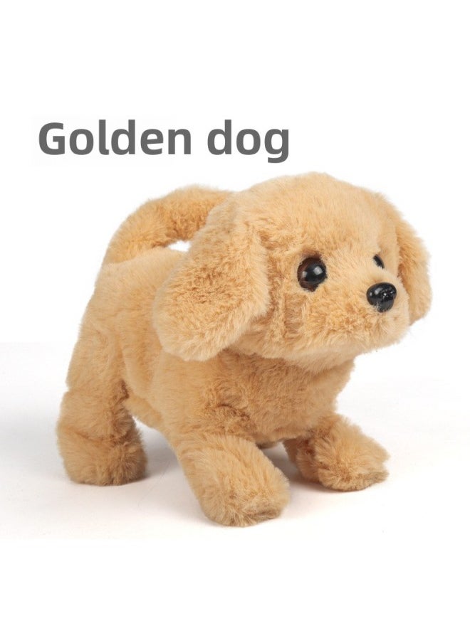 Electric Plush Puppy Walking Can Call Tail Children Simulation Toy Dog Pet Teddy Boys And Girls Gift-Color:[With Cottage] Golden Retriever (stretch Waist)  - Image 1