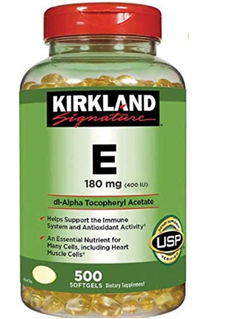Vitamin E Supports a healthy immune function, heart function, and antioxidant protection 500 softgels