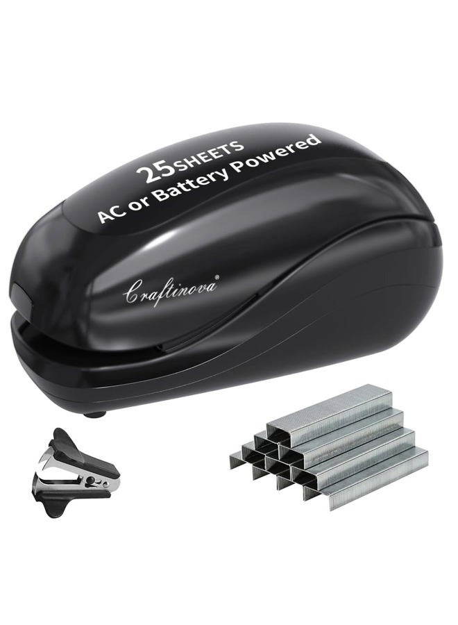 Craftinova Electric Stapler,Including 2000 Staples and 1 adapters,Suitable for Palm Size and high Comfort，25 Sheet Capacity, AC Adapter or Battery Powered，Battery not Included，(Black)… - Image 1
