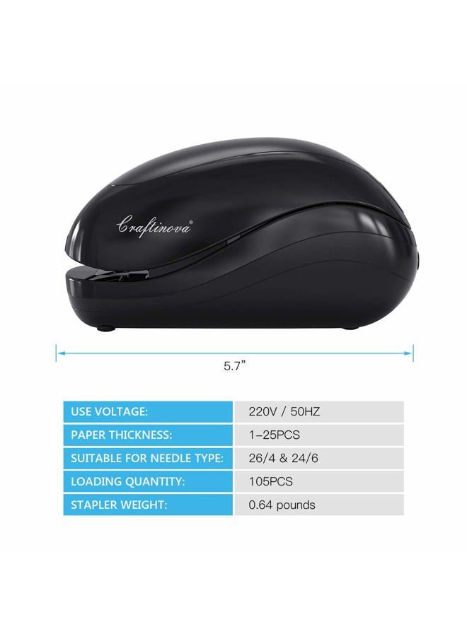 Craftinova Electric Stapler,Including 2000 Staples and 1 adapters,Suitable for Palm Size and high Comfort，25 Sheet Capacity, AC Adapter or Battery Powered，Battery not Included，(Black)… - Image 2