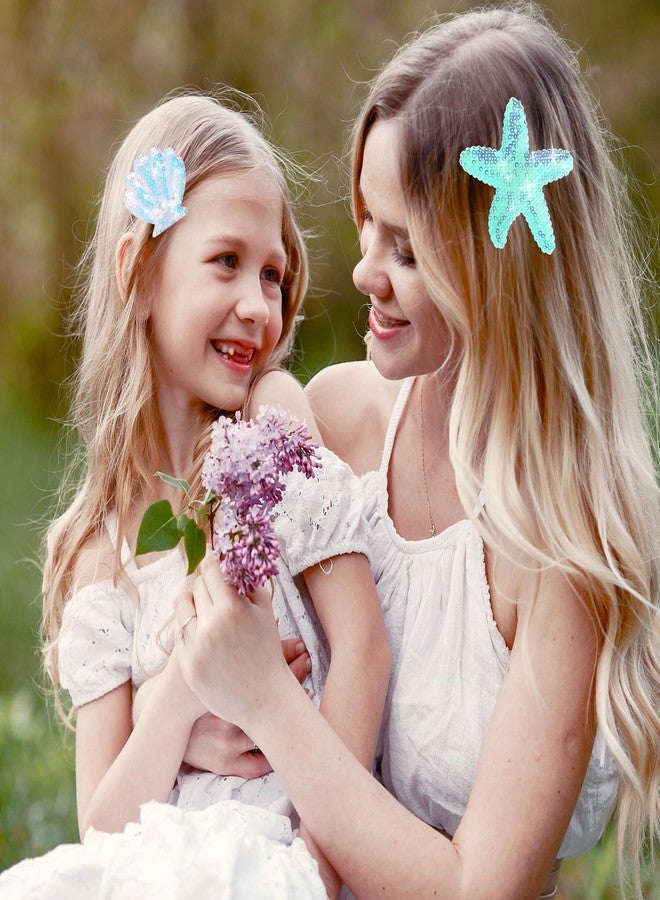 Amabro 6PCS Shell Starfish Hair Clip Set Glitter Pearls Shell Hair Clips Multicolor Head Pieces Bobby Pins Accessories for Women and Girls - Image 4