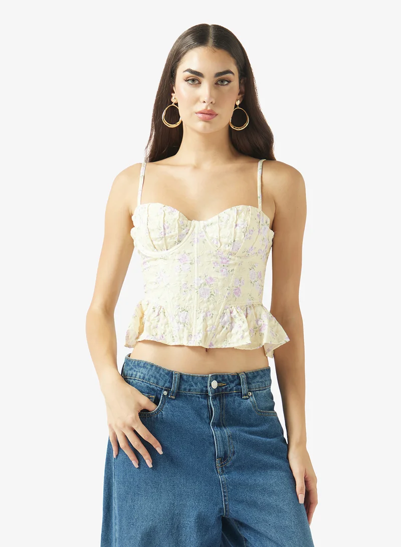 Ginger Strappy Corset Bodice Floral Top
