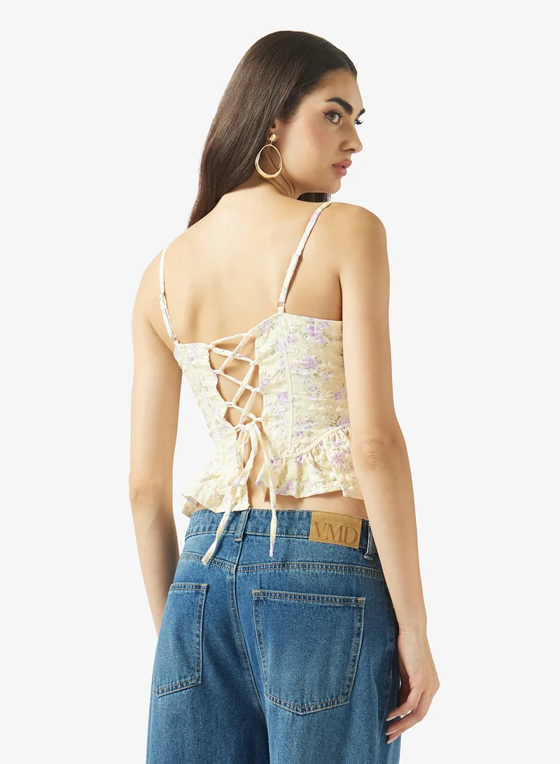 Ginger Strappy Corset Bodice Floral Top