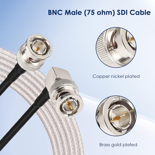 XRDS -RF 3G/6G SDI Cable HD-SDI BNC Male to Right Angle BNC Male 75 Ohm RG179 Jumper Cable 3ft for Surveillance Camera System Cables/CCTV/DVR - Image 2