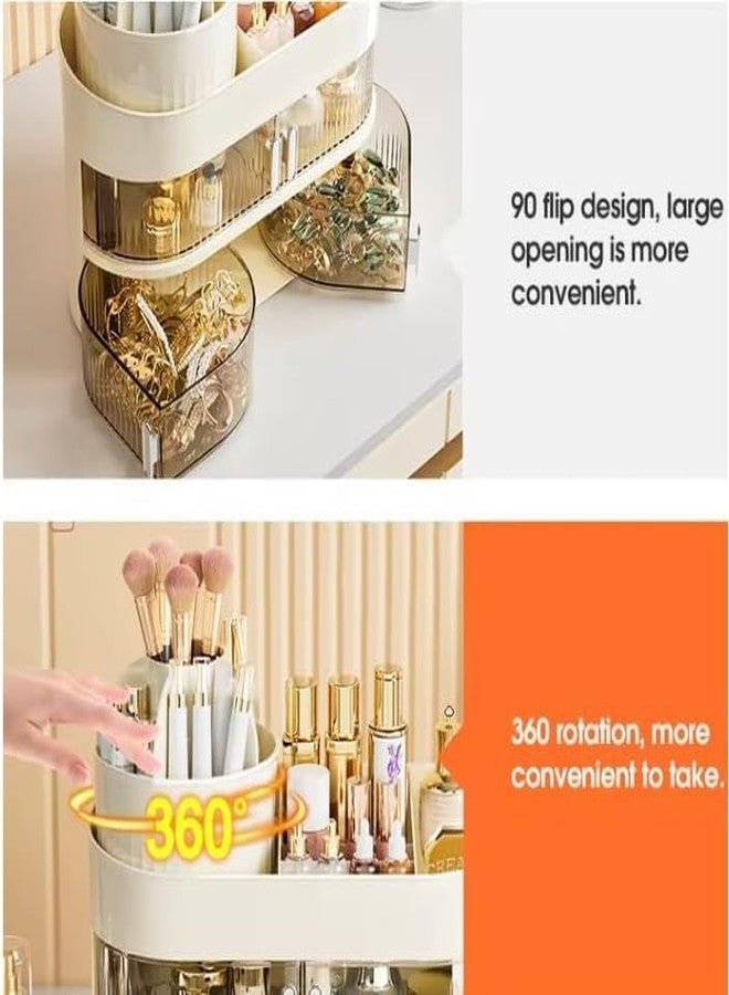Swejos Rotating Makeup Organizer, Large Cosmetic Storage Case with 360 Degree Rotating Organizer, 9 Slot Makeup Brush Holder, Beauty Makeup Organizer for Bathroom, Countertop, Vanity (2 Layer) - Image 5