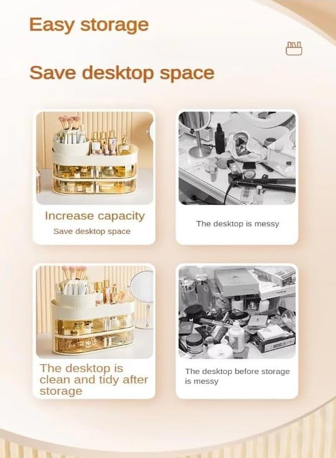 Swejos Rotating Makeup Organizer, Large Cosmetic Storage Case with 360 Degree Rotating Organizer, 9 Slot Makeup Brush Holder, Beauty Makeup Organizer for Bathroom, Countertop, Vanity (2 Layer) - Image 4