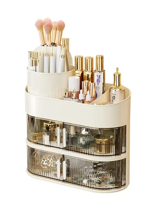 Swejos Rotating Makeup Organizer, Large Cosmetic Storage Case with 360 Degree Rotating Organizer, 9 Slot Makeup Brush Holder, Beauty Makeup Organizer for Bathroom, Countertop, Vanity (2 Layer) - Image 1