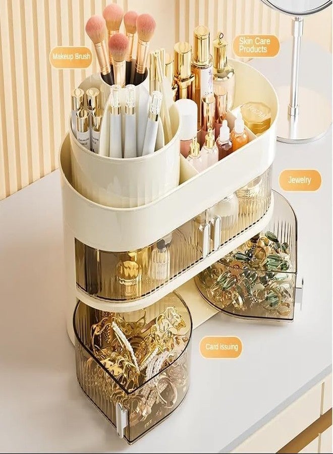 Swejos Rotating Makeup Organizer, Large Cosmetic Storage Case with 360 Degree Rotating Organizer, 9 Slot Makeup Brush Holder, Beauty Makeup Organizer for Bathroom, Countertop, Vanity (2 Layer) - Image 2