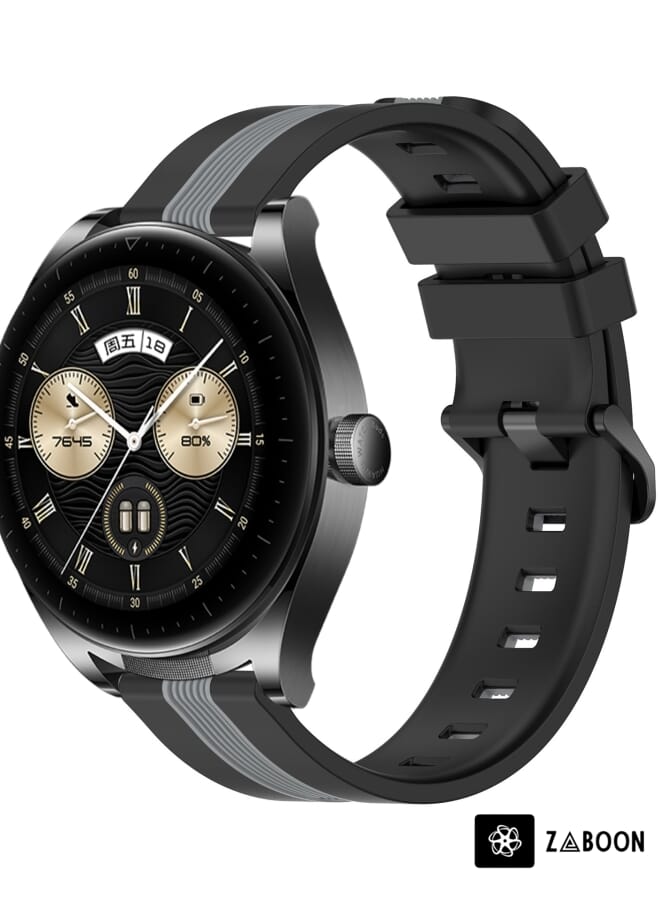 Zaboon Huawei Watch Buds 22mm Vertical Two-Color Silicone Watch Band - Image 1
