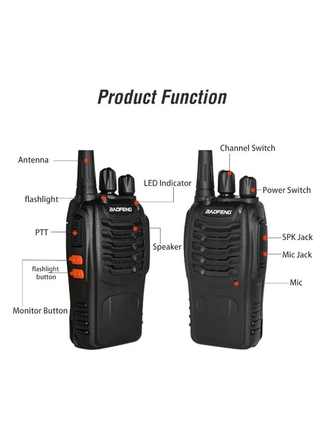 Premium 888s FM Two Way Radios Long Range Durable Build Easy to Use Ideal for Outdoor Activities Events Travel Rechargeable Clear Communication