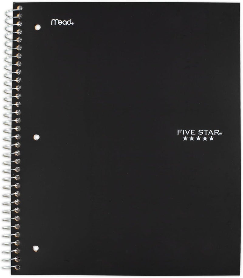 Five Star Spiral Notebook + Study App, 1 Subject, Wide Ruled Paper, 8" x 10-1/2", 100 Sheets, Fights Ink Bleed, Water Resistant Cover, Black (72021) - Image 5