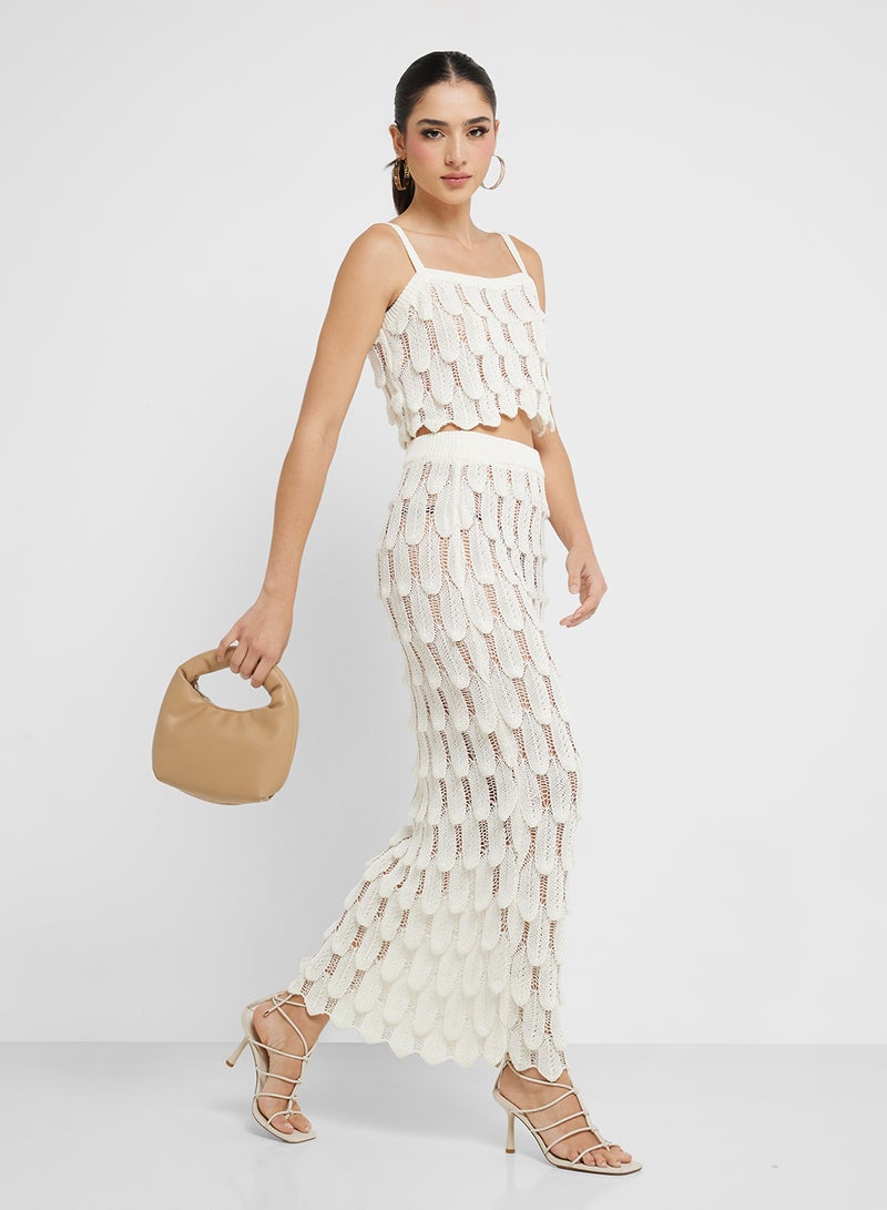 جينجر طقم كامي وتنورة محبوكة بتفاصيل الصدف - Image 1