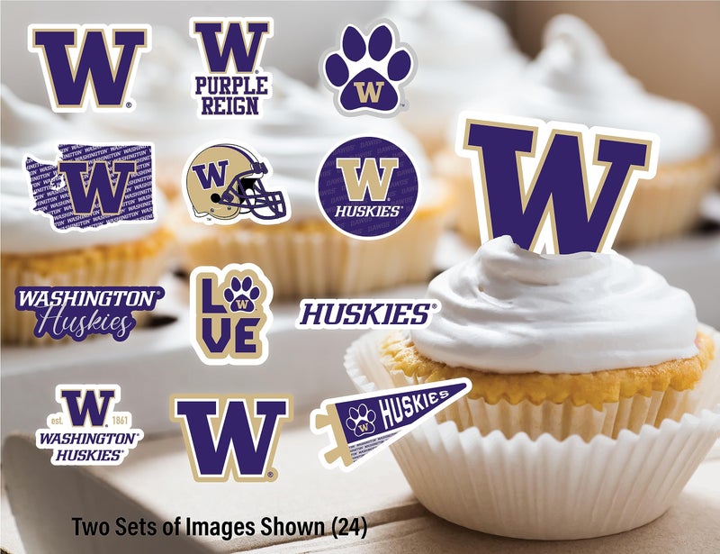 PartyKandy Washington Huskies Cupcake Toppers (24 Pcs) University of Washington Party Supplies for Football  Birthday  Graduation Party Decorations (Washington Huskies) - Image 4