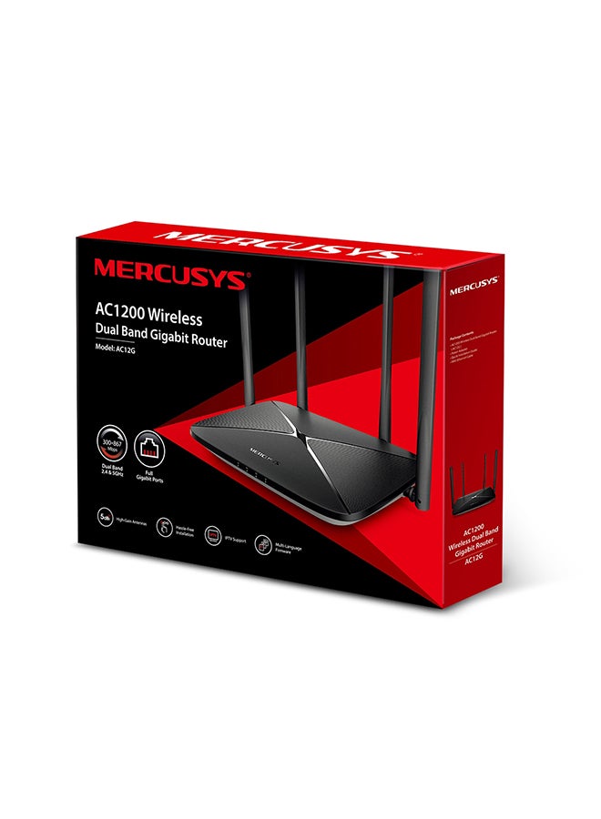 ميركوسيس راوتر جيجابت لاسلكي ثنائي النطاق طراز AC1200 أسود - Image 2