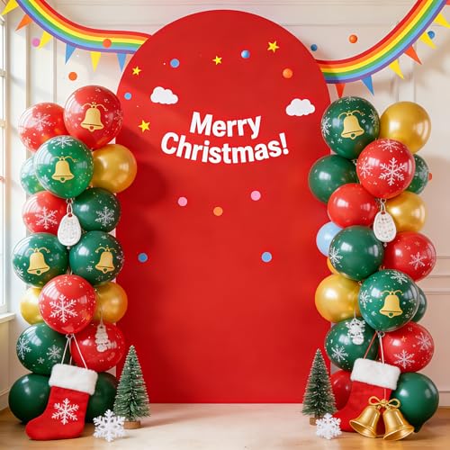 PARTISKY Red Arch Backdrop Cover, 6FT Spandex Fitted Wedding Arch Stand Covers 2-Sided Round Top Chiara Stretchy Arch Backdrop Cover for Wedding Birthday Party Baby Shower Banquet Decoration - Image 5