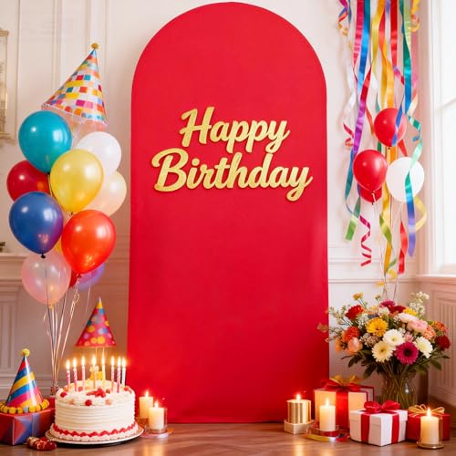 PARTISKY Red Arch Backdrop Cover, 6FT Spandex Fitted Wedding Arch Stand Covers 2-Sided Round Top Chiara Stretchy Arch Backdrop Cover for Wedding Birthday Party Baby Shower Banquet Decoration - Image 3