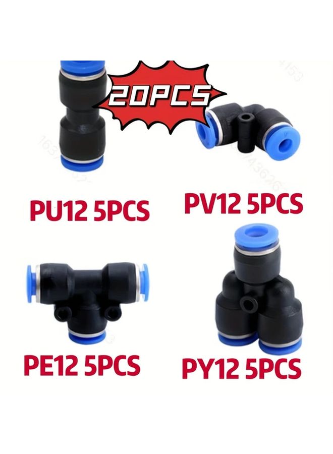 Blue 12MM OD 20PCS 4 Style Quick Connect Pneumatic Fittings For DIY And Industrial Use - Image 2