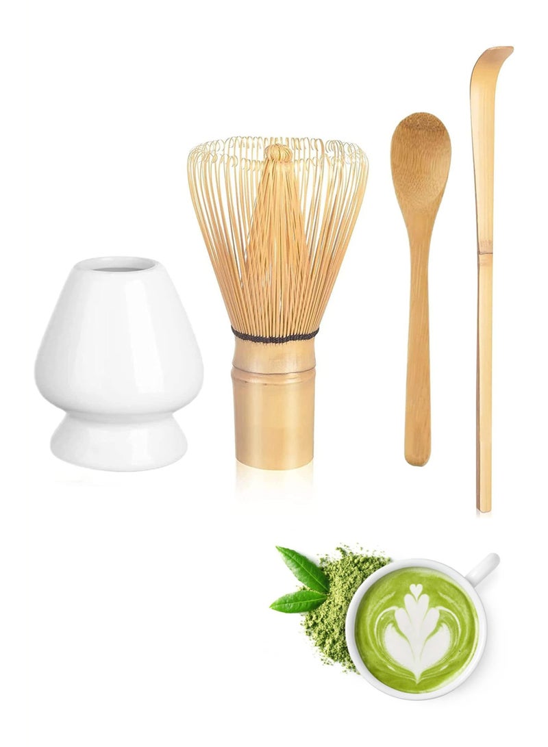 هوميفاي مجموعة خفاقات ماتشا بحامل سيراميكي، مجموعة ماتشا يابانية مع خفاق بامبو لشاي الماتشا، مجموعة شاي الماتشا التقليدية لمحبي الماتشا (100 شوكة) - Image 1