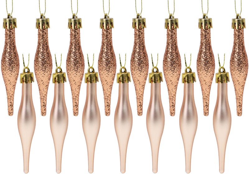 Christmas Concepts Pack of 1585cm 85mm 34 Droplet Baubles  Matte  Glitter Design  Christmas Ornaments Rose Gold