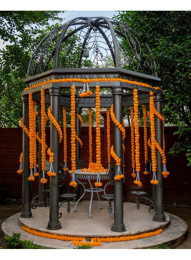 Marubhumi 5 Pcs of 5 Feet Long Strands Artificial Marigold Flower Garlands Gulchadi for Diwali Decor, Traditional Indian Decor, Marigold Garland for Decoration, Diwali Decorations for Home Christmas - Image 5