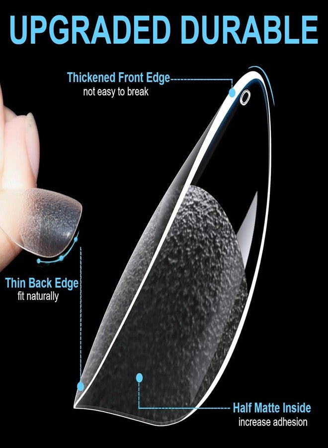 BlueZOO Gel Almond & Squoval Nail Tips 600Pcs - Medium 2 Shapes Acrylic Fake Nails Pre-etching Tapered Square and Almond Press On False Nail for Extension Manicure Home DIY Salon Supplies, 15 Sizes - Image 2