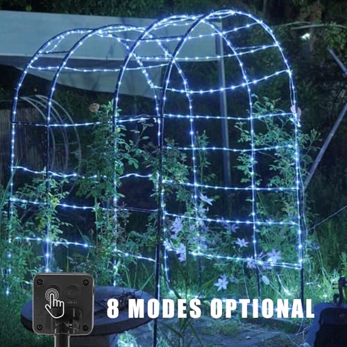 YEGUO Solar Christmas Lights Outdoor Waterproof, 2 Packs Each 33ft 100 LED Rope Lights, 8 Modes Fairy String Lights in Clear Thin Tube for Camping Fence Patio Garden Trampoline Deck(White) - Image 4