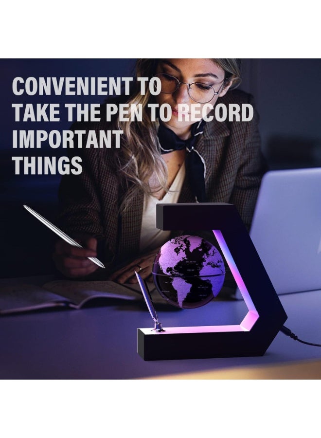 NANAO Floating Globe with LED Lights Magnetic Levitation Floating Globe with Pen, Portable to Write On Office Desk, World Map for Desk Decoration, Blue - Image 5