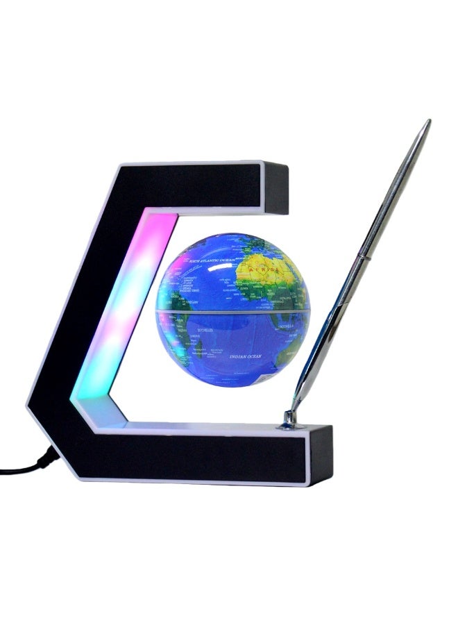 NANAO Floating Globe with LED Lights Magnetic Levitation Floating Globe with Pen, Portable to Write On Office Desk, World Map for Desk Decoration, Blue - Image 1