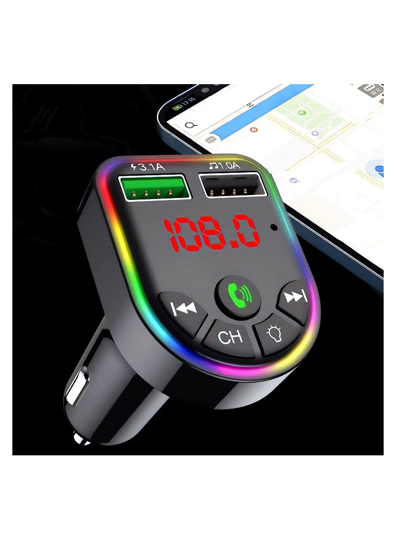 Car Bluetooth 5.0 MP3 Player FM Transmitter Handsfree Audio Receiver Dual USB Fast Charger Support TF Card/U Disk - Image 3