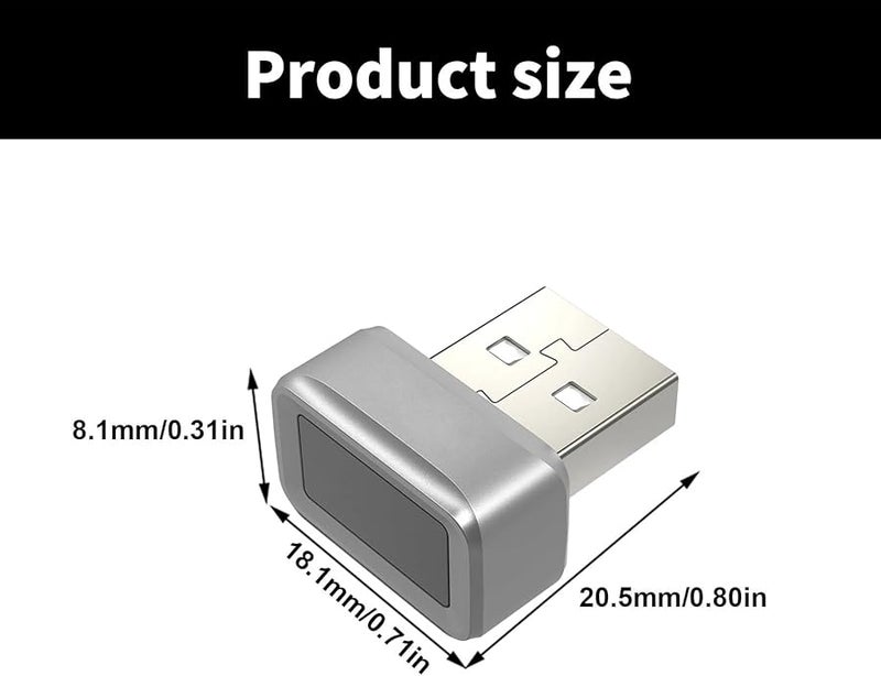 قارئ بصمة الإصبع الفضي عبر USB لنظام Windows 11 و10، سريع وآمن وسهل الاستخدام لتسجيل الدخول مع ميزة Hello - Image 4