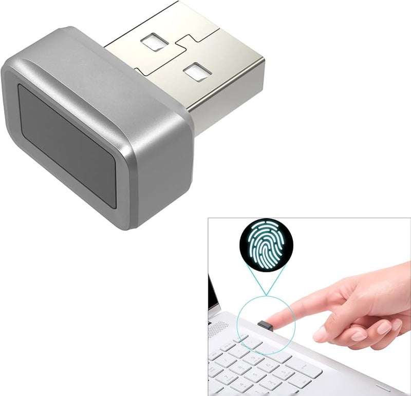 قارئ بصمة الإصبع الفضي عبر USB لنظام Windows 11 و10، سريع وآمن وسهل الاستخدام لتسجيل الدخول مع ميزة Hello - Image 3