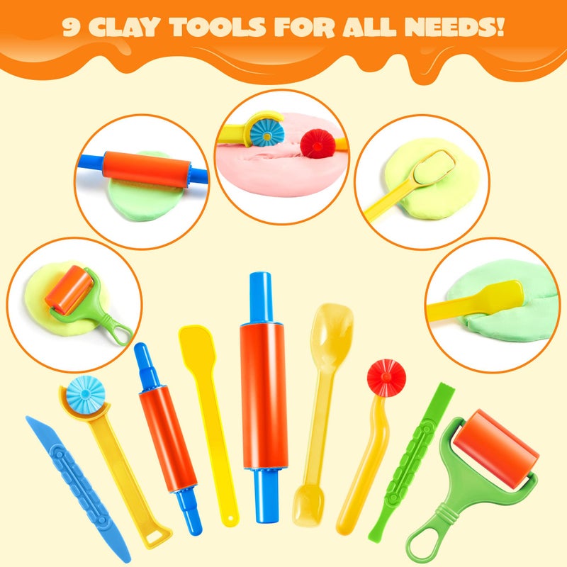 JOYIN 44 Clay Tools Set for Kids, Clay Accessories with Various Plastic Molds, Rolling Pins, Cutters - Image 3