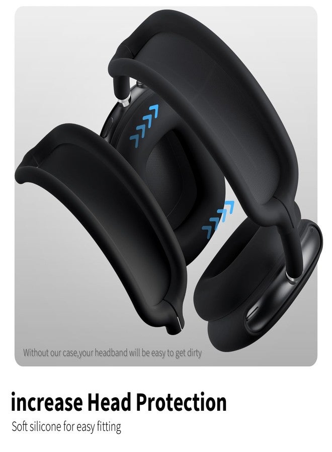 Youtec جراب سيليكون من Youtec لسماعات AirPods Max - غطاء مضاد للخدش لسماعات الأذن، وأغطية الأذن، وعصابة الرأس - ملحقات حماية ناعمة لسماعات Apple AirPods Max (أسود) - Image 4