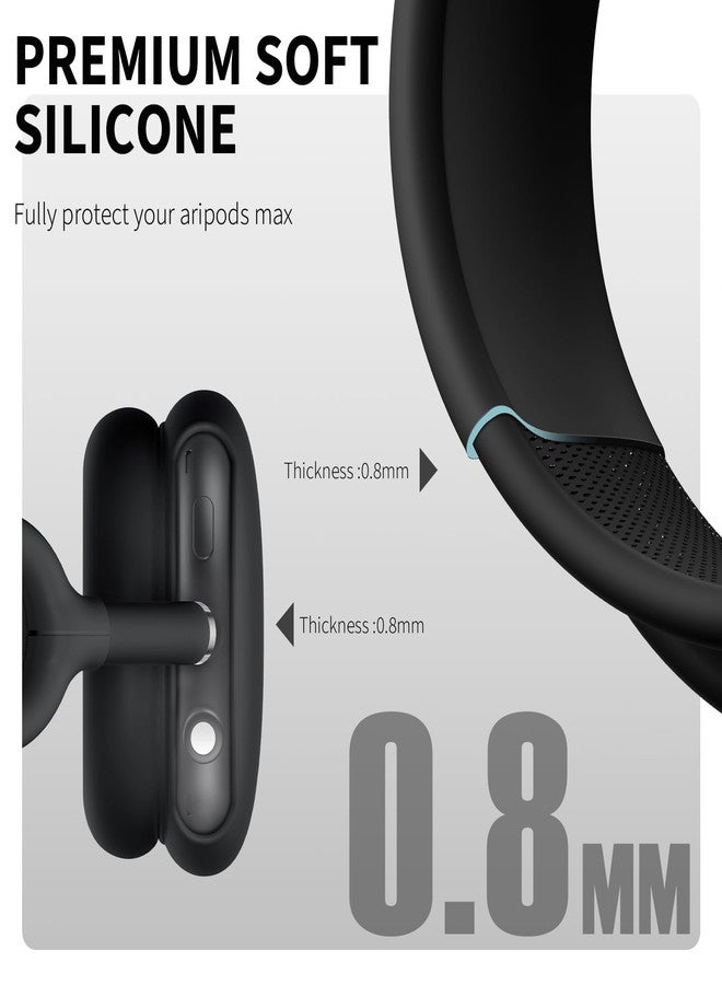 Youtec جراب سيليكون من Youtec لسماعات AirPods Max - غطاء مضاد للخدش لسماعات الأذن، وأغطية الأذن، وعصابة الرأس - ملحقات حماية ناعمة لسماعات Apple AirPods Max (أسود) - Image 5