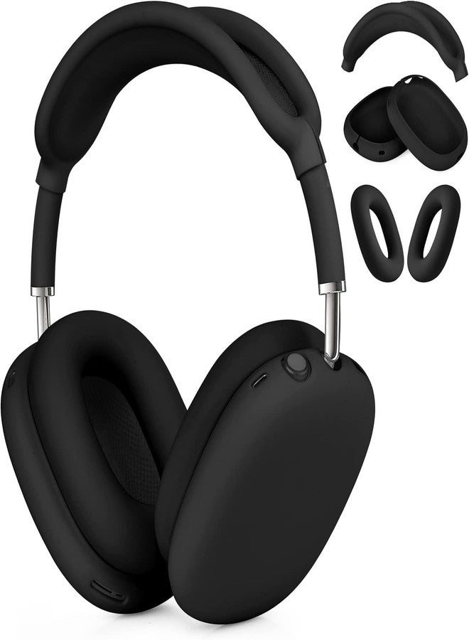 Youtec جراب سيليكون من Youtec لسماعات AirPods Max - غطاء مضاد للخدش لسماعات الأذن، وأغطية الأذن، وعصابة الرأس - ملحقات حماية ناعمة لسماعات Apple AirPods Max (أسود) - Image 1