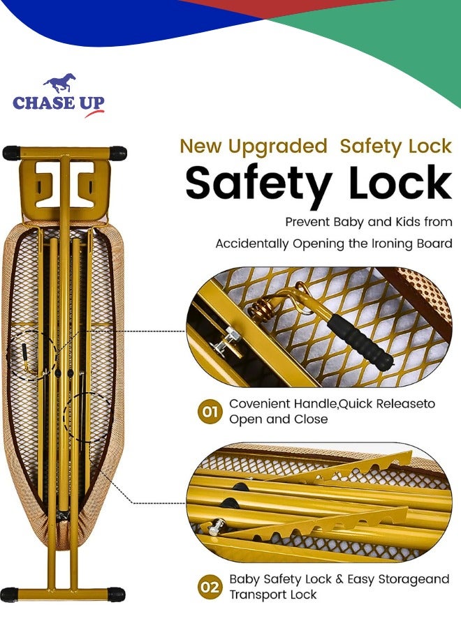 Chase Up Foldable Ironing Board(44x13Inches), Stable Iron Board with 7 Levels of Height Adjustable,Anti Slip Leg Design. Space-Saving Iron Table Stand with Heat Resistant Cover - Image 3