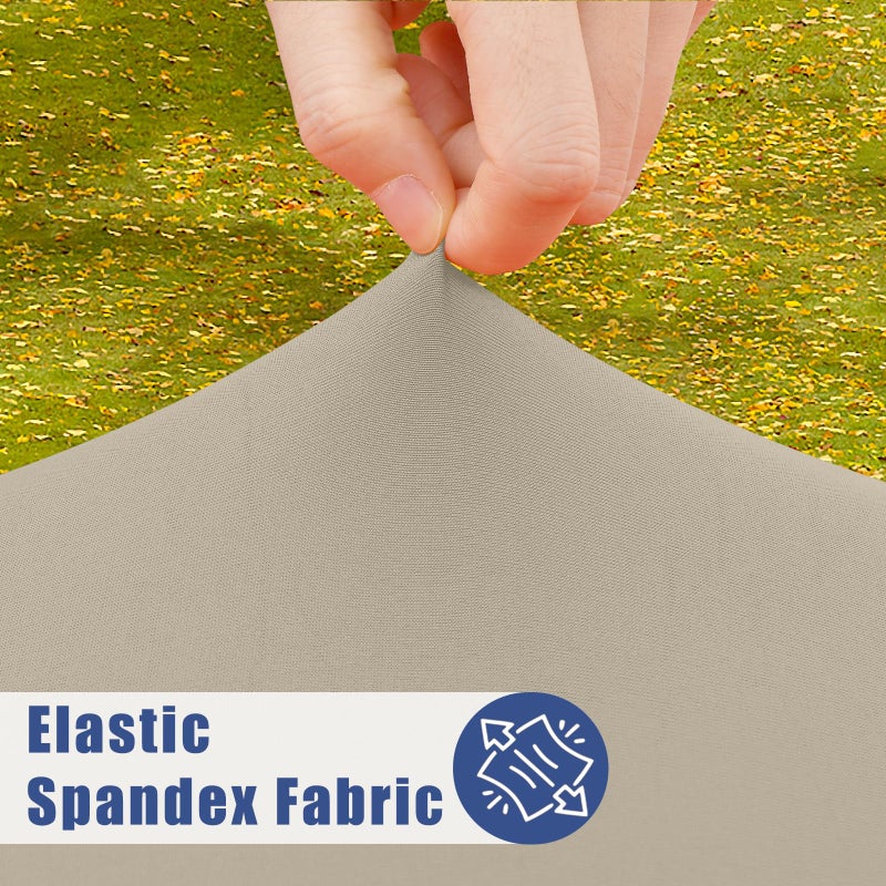 Moosfor Spandex 6 Foot Rectangle Table Cloth  Elastic Fitted Tablecloths For Picnic  Stretch Washable Patio Table Cover For Outdoor  Camping  Banquet And Parties (Taupe  30""X72"") - Image 3