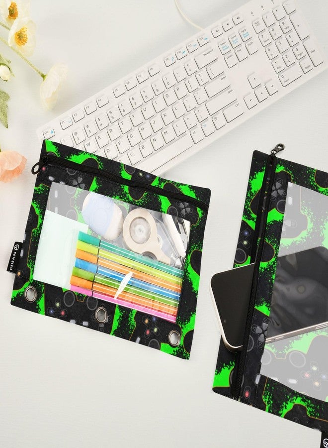 Glaphy Cool Video Game Zipper Pencil Pouch 3 Ring Binder, Clear Window Pencil Case Bags Daily Office Supplies 2 Pack - Image 4